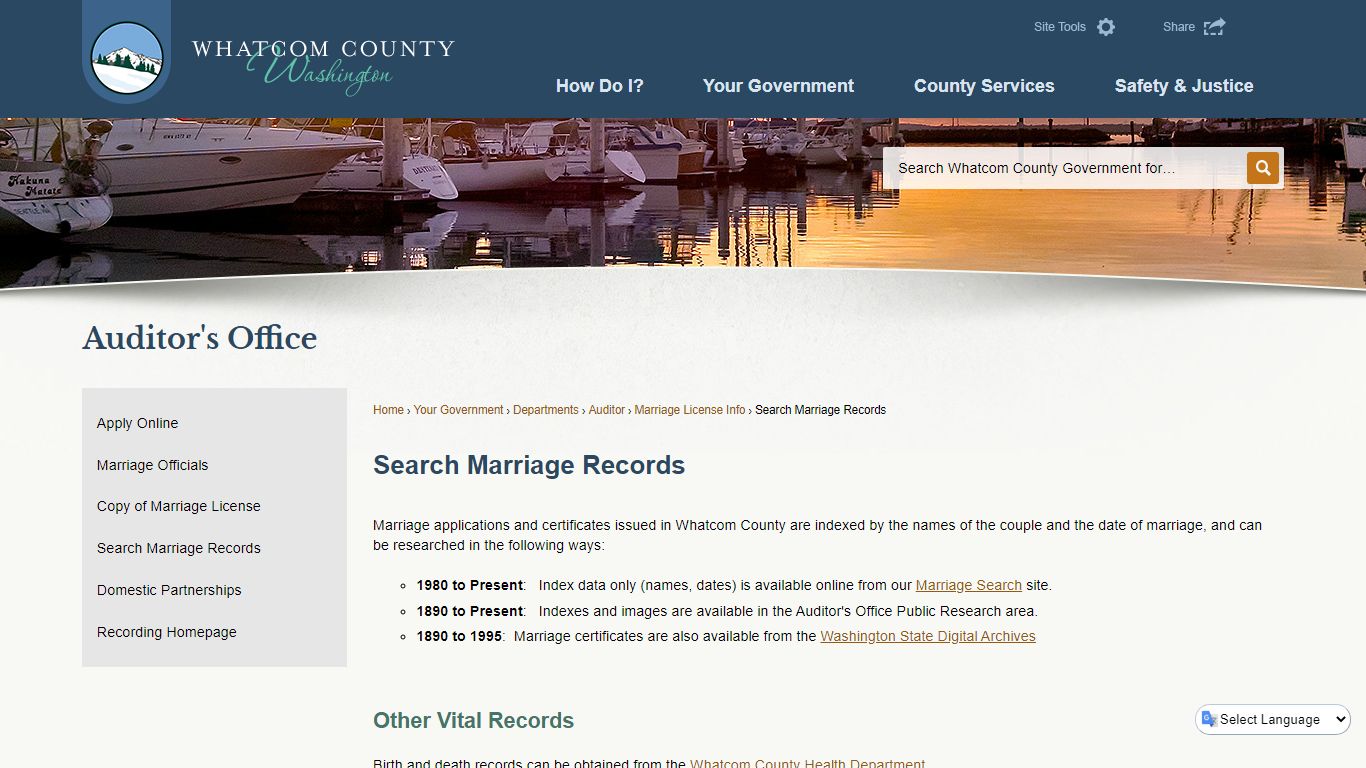 Search Marriage Records | Whatcom County, WA - Official ...