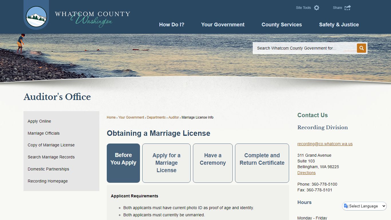 Obtaining a Marriage License | Whatcom County, WA ...